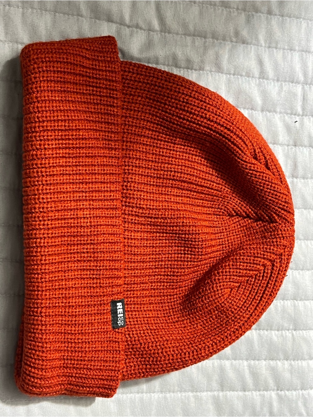 REI Orange Rib Knit Beanie - Men's